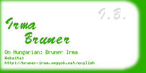 irma bruner business card